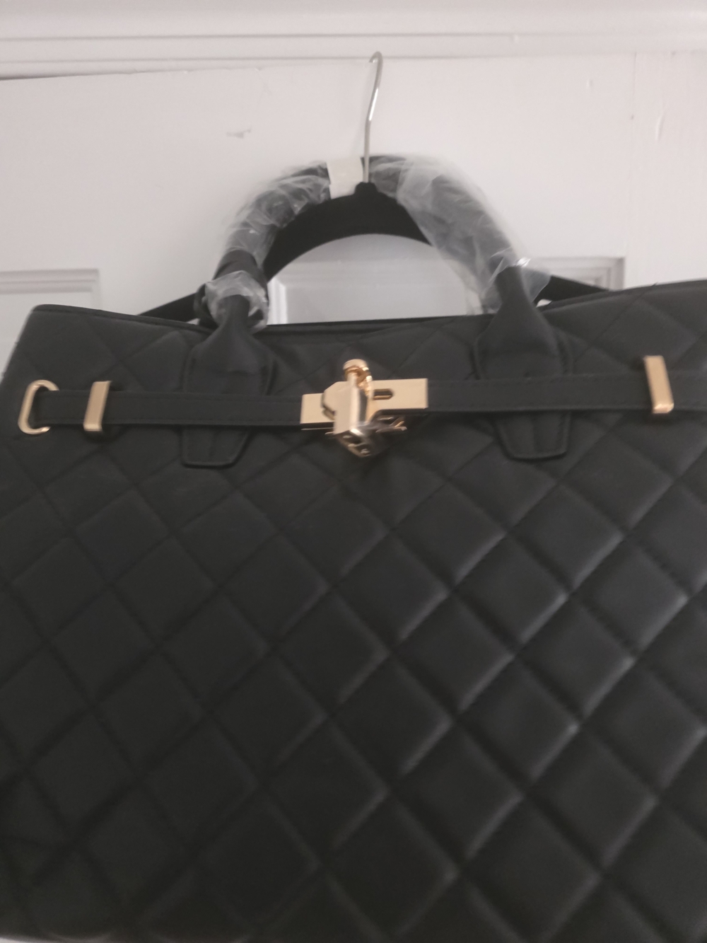 Brand New With Tags Badgley Mischka Black Quilted Hobo with Gold Hardware